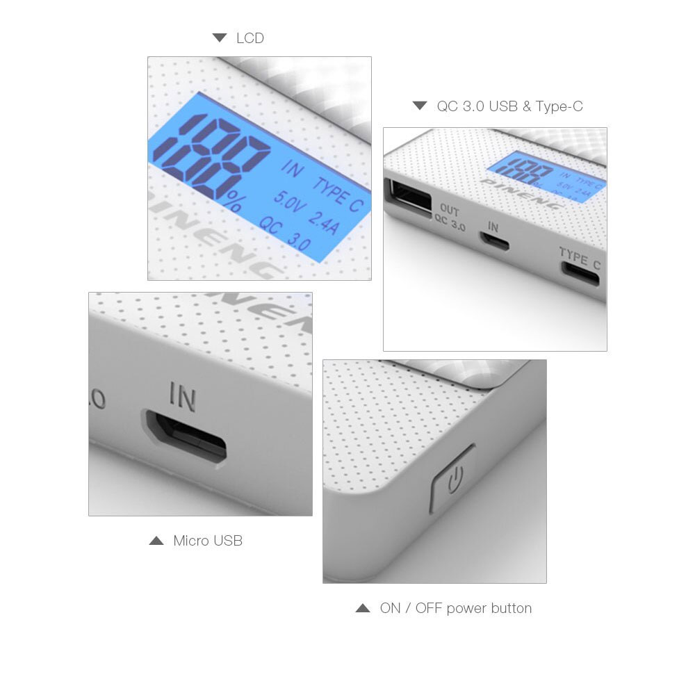 PINENG PN-993 10000mAh QC 3.0 Power Bank - Image 3