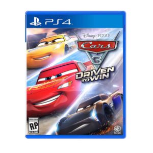 The official game cover art for Cars 3: Driven to Win PS4 featuring Lightning McQueen.