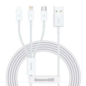 Baseus Superior Series Fast Charging Data Cable USB to M+L+C 3.5A 1.5m White - CAMLTYS-02