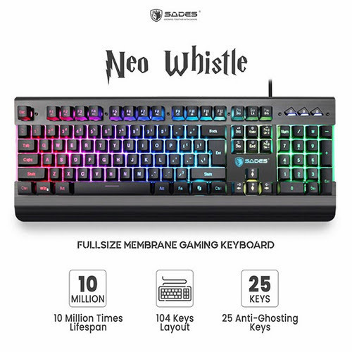 Sades Neo Whistle Gaming Black Keyboard SA-KB105 - Image 3