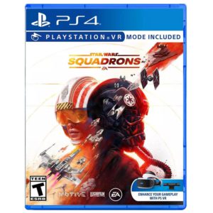 Star Wars: Squadrons PS4 game cover art featuring X-wing and TIE fighter pilots.