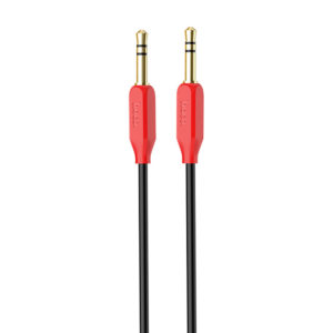 Hoco Aux Audio Cable 1m UPA11 connected to a smartphone and speaker