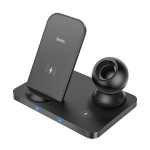 Hoco 3in1 wireless fast charger CW33 charging multiple devices on a desk