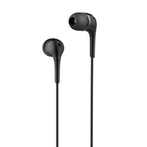 A pair of black Hoco M40 earphones with an integrated microphone displayed on a white background.
