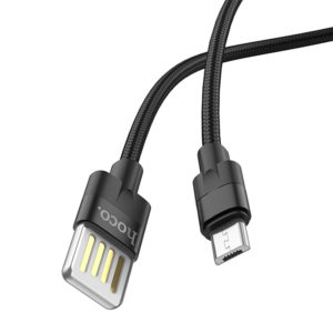 Hoco U55 Dual Side Micro USB Cable in black featuring a reversible connector design.