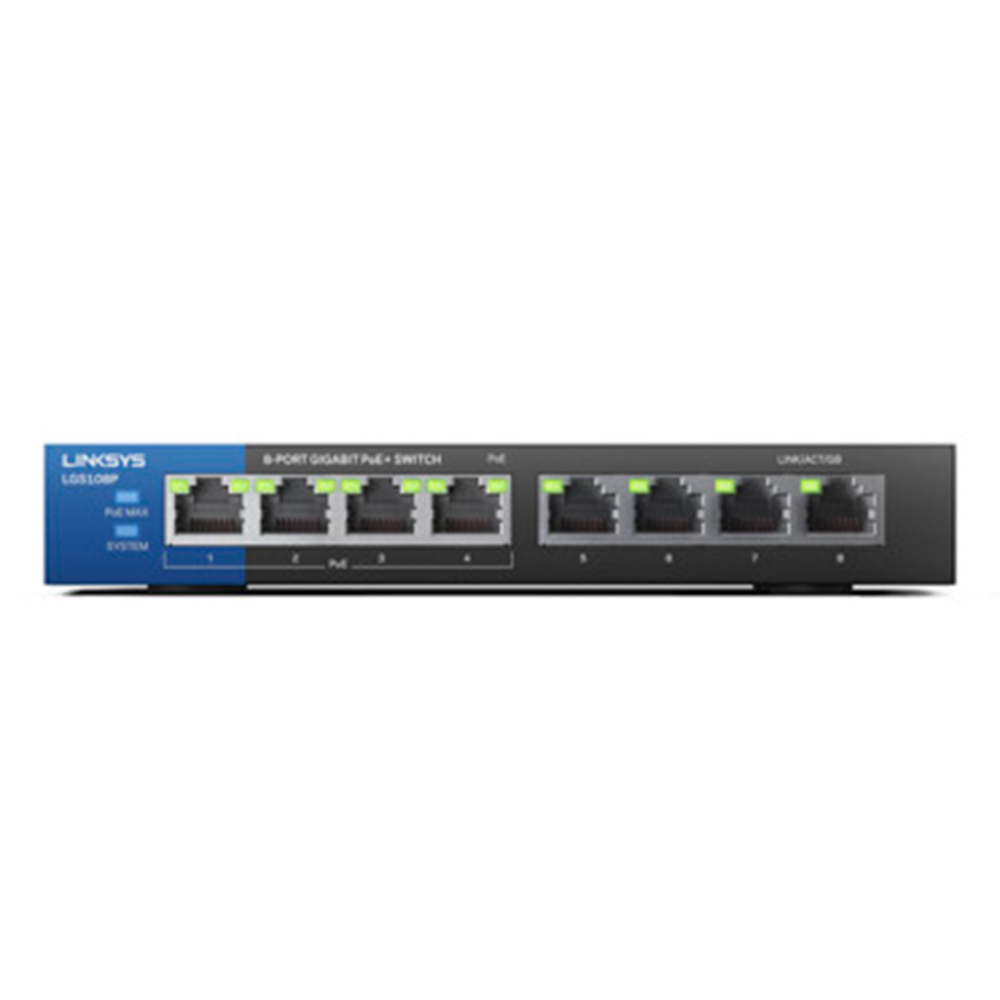 Linksys LGS108P 8-Port Business Desktop Gigabit PoE+ Switch MODEL: LGS108P - Image 2