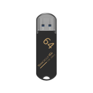 Teamgroup 64GB USB flash drive in silver casing showing USB 3.2 Gen 1 connector.