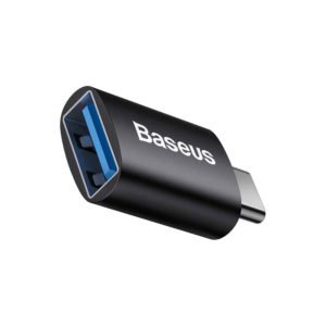 Baseus Ingenuity Series Mini Type-C to USB adapter plugged into a laptop port