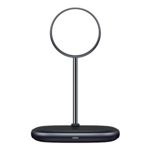 Baseus Swan 2-in-1 wireless magnetic charger stand in black for iPhone 12