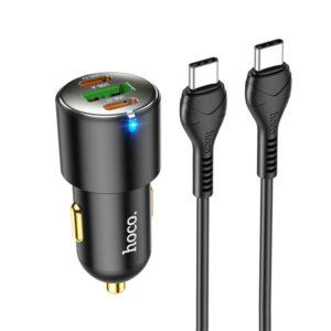 HOCO NZ6 car charger with 3 ports including USB-C and USB-A for fast charging
