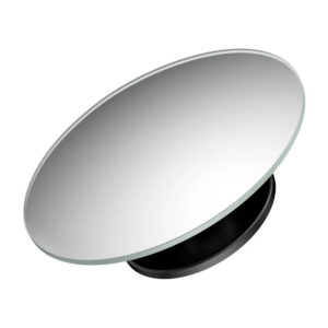 Baseus car mount holder with integrated full-vision blind spot mirror mounted on a car dashboard.