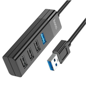 HOCO 4-in-1 USB hub with one USB 3.0 and three USB 2.0 ports for laptop connectivity