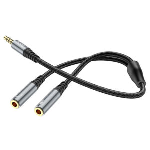 HOCO UPA21 2-in-1 3.5mm audio adapter cable with one male and two female connectors