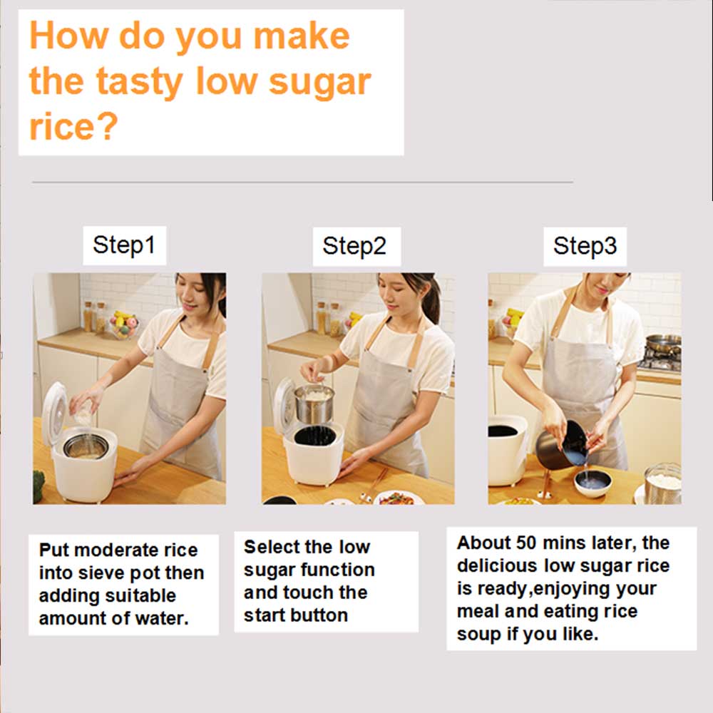 Volcano Zero carbs healthy Mini 1.8L Rice Cooker suitable for Diabetic and Good for weight Loss - VO-FB02 - Image 4