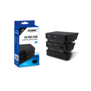 DOBE TP4-832 PS4 USB hub connected to a PS4 Pro gaming console
