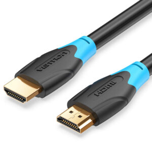 Vention 1M HDMI cable with gold-plated connectors for high-speed data transmission.