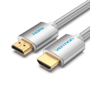 Vention 1M cotton braided HDMI cable with silvery metal connectors.