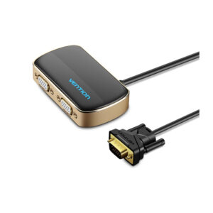 Vention 2-in-1 VGA switcher in black metal finish with 1M cable
