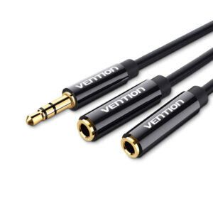 Vention fabric braided 3.5mm audio splitter cable in black