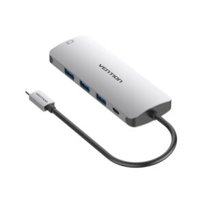 Vention Type-C to VGA adapter with USB 3.0 and PD power supply in gray metal finish