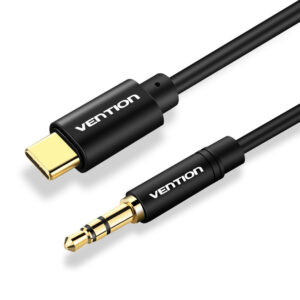 Vention Type-C to 3.5mm audio cable with black metal spring design