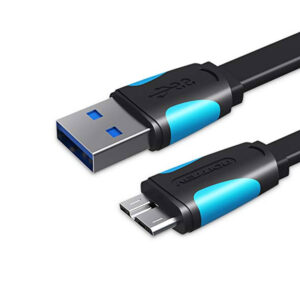 Vention 1M flat USB 3.0 to Micro B cable in black for external hard drives