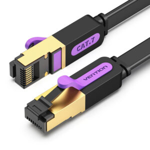 Vention 1.5M black flat Cat 7 ethernet cable for high-speed internet connection