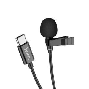 Hoco L14 Type-C Lavalier Microphone connected to a smartphone for professional audio recording