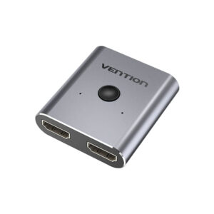 Vention 2-Port HDMI switch in silver color for dual display connectivity