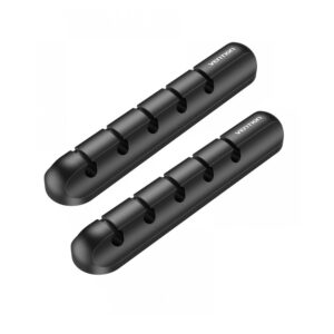 Vention 5-port desktop cable manager in black for organized desk cable management.