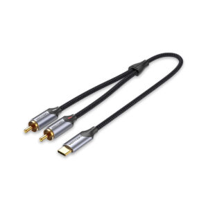 Vention 2M USB-C to RCA cable with gray aluminum alloy connectors