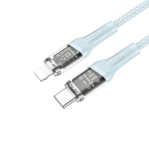 Hoco U111 iP Transparent Discovery Edition PD charging cable with a clear connector design.
