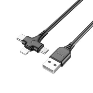 Hoco X77 Jewel 3-in-1 charging cable with USB to iP, Micro, and Type-C connectors.