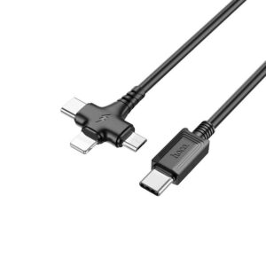 Hoco X77 Jewel 3-in-1 charging cable with Type-C, Lightning, and Micro-USB connectors