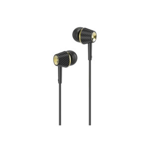 Hoco M70 Graceful wired bass earphones with carbon fiber finish and integrated microphone.