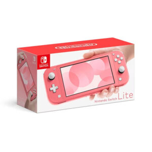Nintendo Switch Lite Console in Coral Pink color viewed from the front