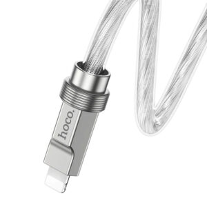 Hoco U113 Solid PD silicone charging data cable for iPhone in silver color