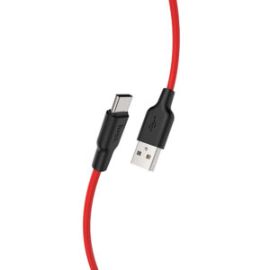 Hoco X21 Plus silicone Type-C charging cable in black and red colors