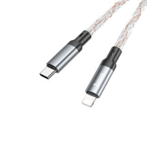 Hoco U112 Shine charging data cable for iPhone in grey color