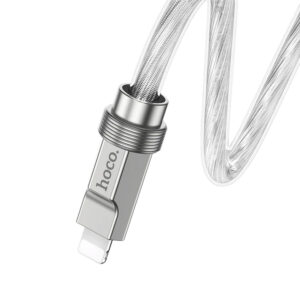 Hoco U113 solid silicone charging cable for iPhone in silver color