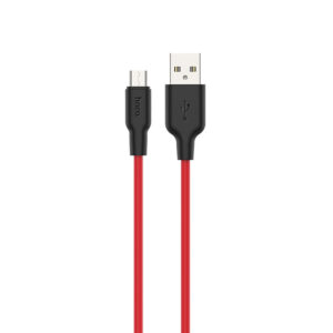 Hoco X21 Plus silicone charging cable in black and red for Micro USB devices