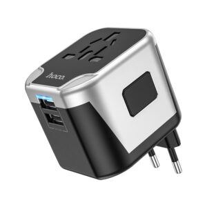 Hoco AC5 Level 2 universal conversion charger with USB and socket in black