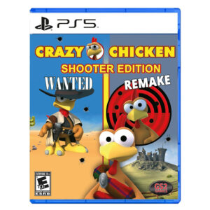 The official game cover art for Crazy Chicken Shooter on PS5 featuring the iconic chicken character.