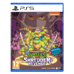PS5 game case for Teenage Mutant Ninja Turtles: Shredder's Revenge featuring the four turtles and Shredder.