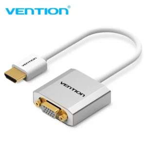 Vention HDMI to VGA converter with AUX cable in white and silver metal finish
