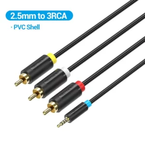Vention 1.5M 2.5mm to 3RCA cable with black alloy connectors