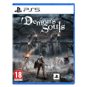 The official game cover art for Demon's Souls on PS5 featuring a knight.