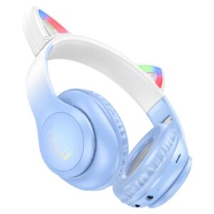 Hoco W42 Cat Ears Wireless/Wired Eadphones - Crystal Blue