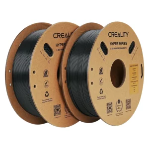 Two spools of black Creality Hyper Series PLA 1.75mm 3D printer filament.