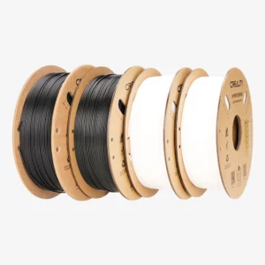 Four 1kg spools of Creality Hyper Series PLA filament in white and black colors